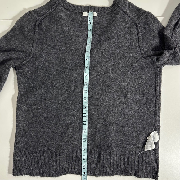 Madewell Dashwood Scandi Wool Blend Sweater Balloon Sleeve V Neck Dark Grey S - Picture 10 of 13